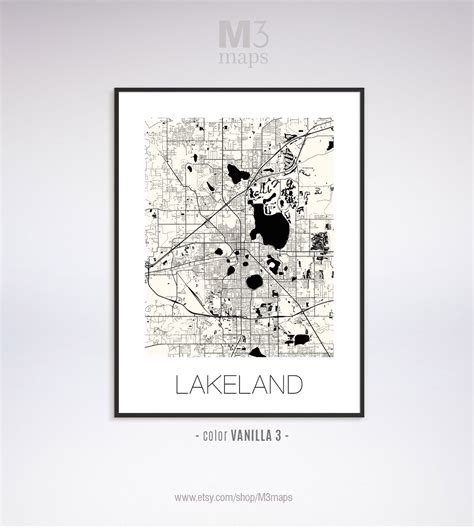 Lakeland Florida Lakeland FL Map Lakeland Map Lakeland - Etsy