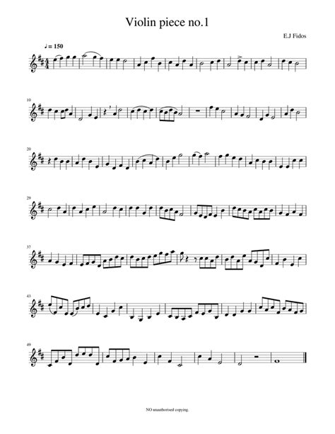 Violin Piece No1 Sheet Music For Violin Solo