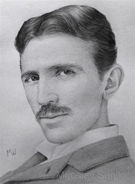 Nikola Tesla Graphite Pencil Drawing Of The Famous Serbian Scientist