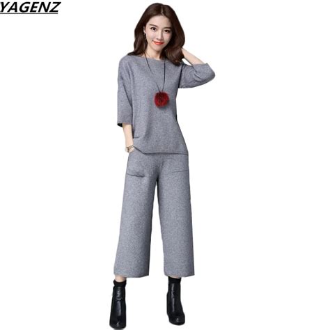 Women Set 2017 Spring And Autumn Fashion Sweater Knit Suit Pullover