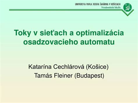 Ppt Toky V Sie Ach A Optimaliz Cia Osadzovacieho Automatu Powerpoint