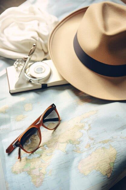 Premium Photo Hat Map Traveler Vacation Vintage