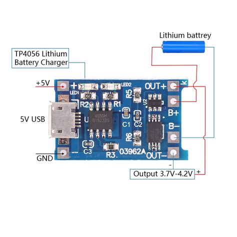 Tp4056 Li Ion 18650 Battery Charger Module Pinout 45 Off