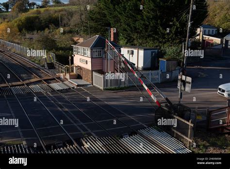 Crediton Devon England Overview Of The Level Crossing Barrier