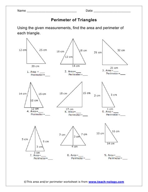 Area And Perimeter Of Triangles