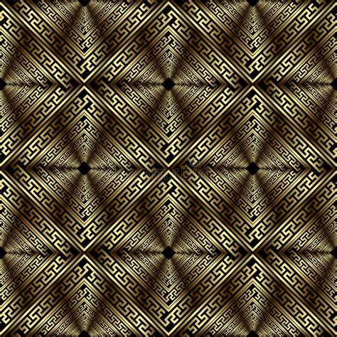 Geometric Gold Modern D Vector Seamless Pattern Greek Ornamental Grid