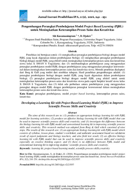 Pdf Pengembangan Perangkat Pembelajaran Model Problem Based Learning Dengan Metode Simulasi