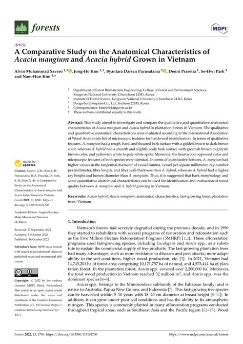 PDF A Comparative Study On The Anatomical Characteristics Of Acacia