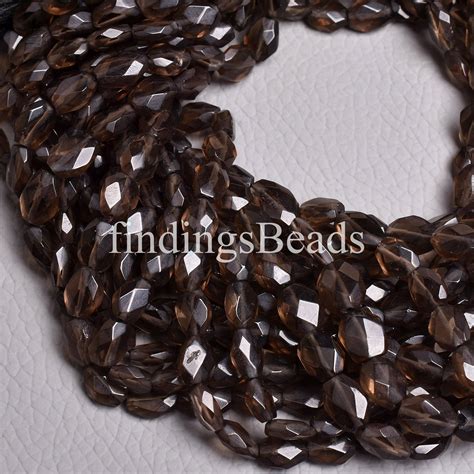 Smoky Quartz Faceted Fancy Oval Shape Beads Briolettes Etsy In 2021