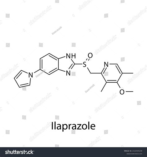 Ilaprazole Molecular Structure Flat Skeletal Chemical Stock Vector