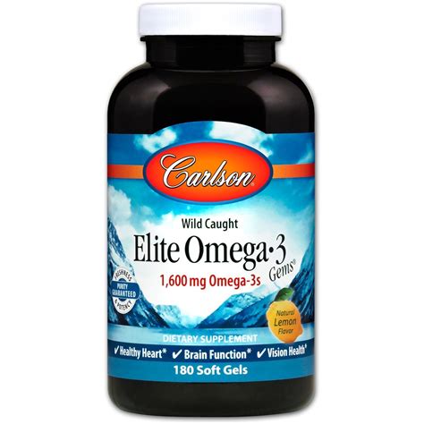 Carlson Labs, Wild Caught, Elite Omega-3 Gems, Natural Lemon Flavor ...