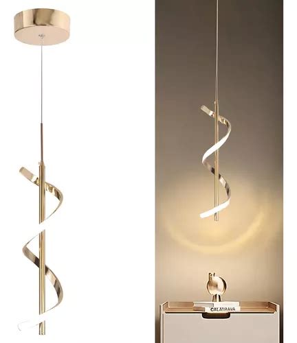 Pendente Led Espiral Dna Moderno Luxo Sala Quarto Cabeceira Cor Dourado