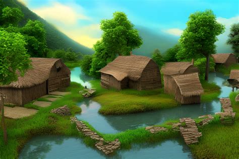 Village Scenery Landscape Background Graphic by Craftable · Creative ...