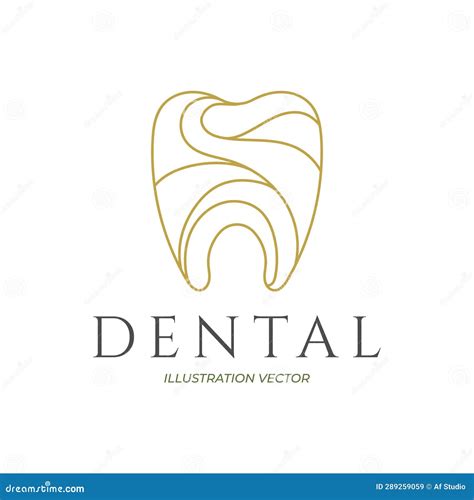 Dent Tooth Line Outline Style For Dental Icon Illustration Symbol Stock