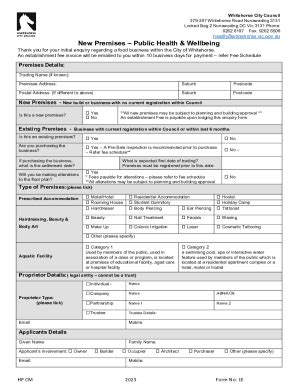 Fillable Online New Premises Public Health Wellbeing Fax Email Print