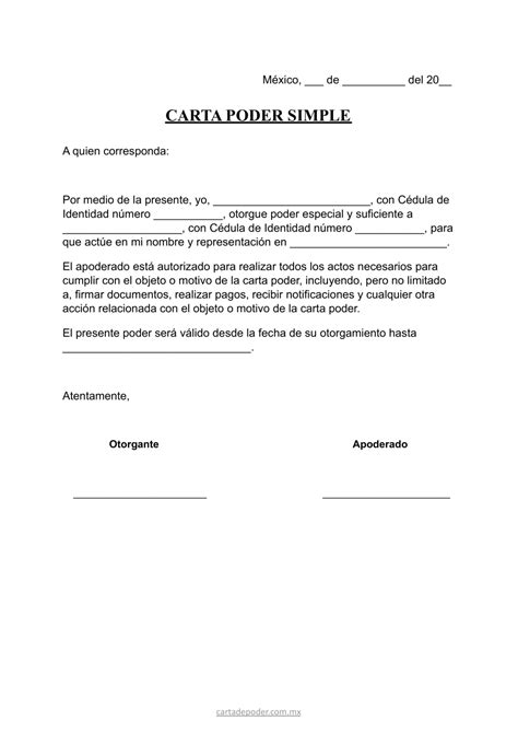 ᐅ Carta Poder Simple 15 Ejemplos en Word PDF Gratis