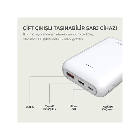 Omars Mah Pd W Mini Powerbank Ift K L Type C Usb A Beyaz