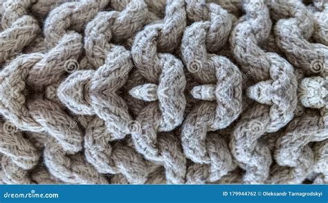 Large Weaving From Natural Beige Thread Abstract Textural Background