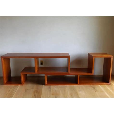 Mid Century Modern Danish Teak L Shaped Two Piece Expanding Bookcase