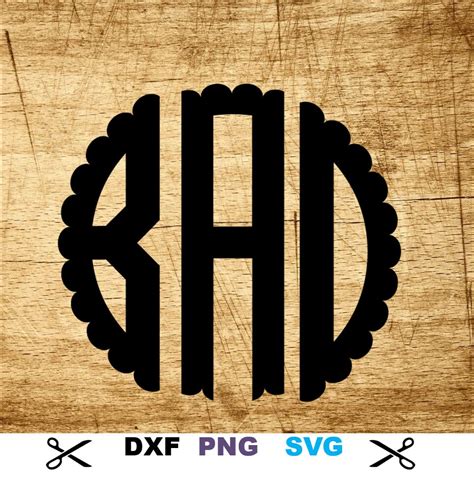 Scalloped Circle Monogram Digital Art Svg Png Dxf Font File Etsy