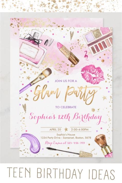 Glam Makeup Birthday Party Blush Pink Spa Party Invitation Makeup