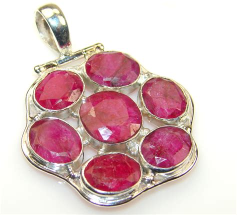 Simple Ruby Sterling Silver Pendant - SilverRushStyle.com Unique ...