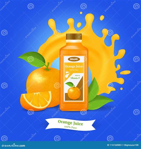 Realistische Ausführliche 3d Orange Juice Ads Vektor Vektor Abbildung