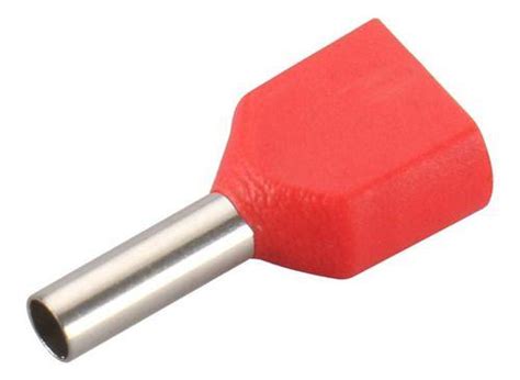 100 X Terminal Conector Tubular Ilhós Duplo 1 0mm Vermelho Con Fio