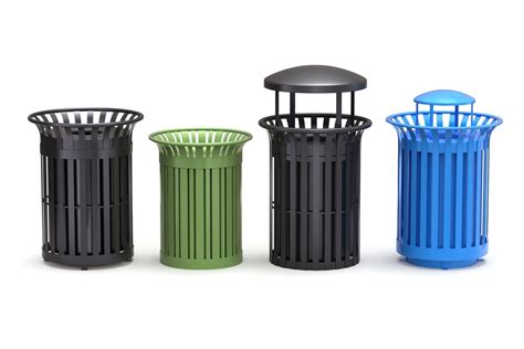 Park Trash Can Set 3d Model Cgtrader