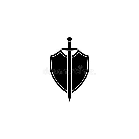 Shield And Sword Logo Icon Safety Concept Symbol Isolated On White