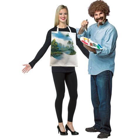 Bob Ross Painting Kit. Includes wig, paint palette, paintbrush and canvas with painting ...