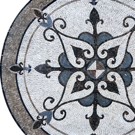 Round Fleur De Lis Mosaic Art Etsy Marble