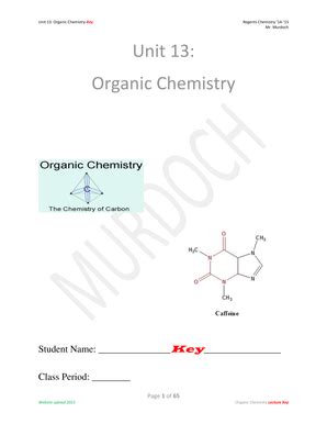 Fillable Online Svcsd Unit 13 Organic Chemistry Key Regents Chemistry