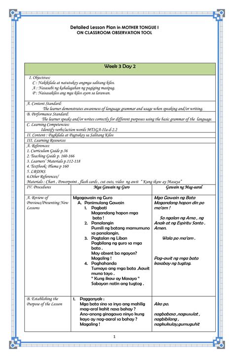 SOLUTION Detailed Lesson Plan In Mle Mtb Salitang Kilos Studypool