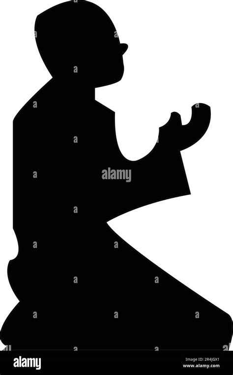 Man Munajat Vector Silhouette Design Illustration Stock Vector Image