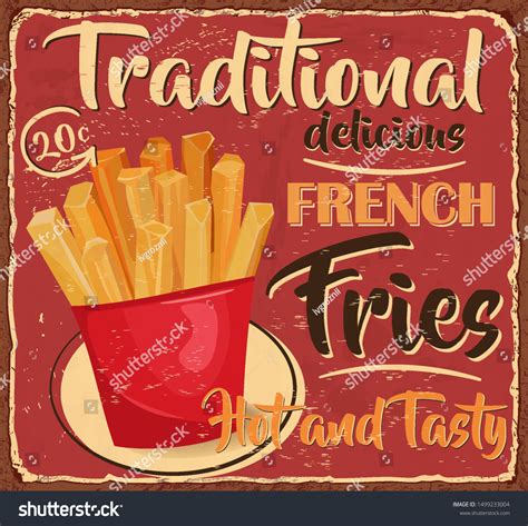 Vintage French Fries Metal Signretro Poster Stock Vector Royalty Free 1499233004 Shutterstock