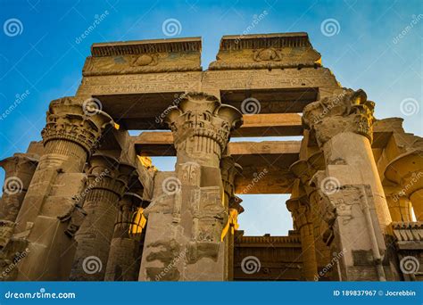 Ruins of the Temple of Kom Ombo in the Nile River at Sunset, Egypt at ...