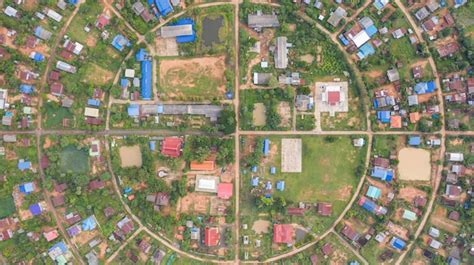 Premium Photo Aerial Top View Of Villages In A Circle Taken With Drones