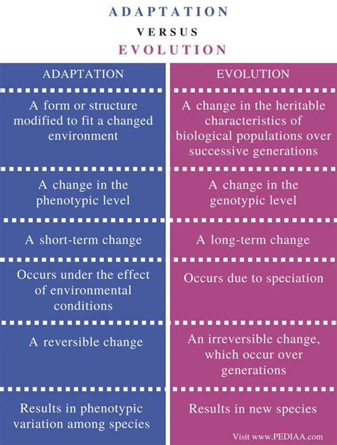 Difference Between Adaptation And Evolution Pediaa