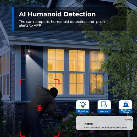 4k 8mp Surveillance Camera Dual Lens 4x Digital Zoom Ai Human Detect