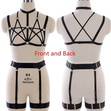 Body Harness For Women S Underwear Set Strap Adjust Lingerie Goth Black