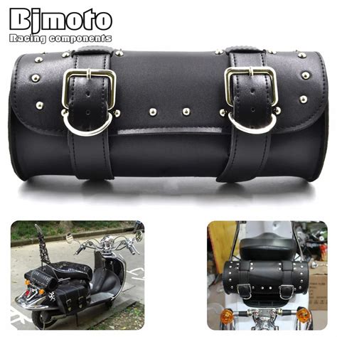 Black Brown Motorcycle Saddle Bags Leather Motorbike Side Tool Tail Bag