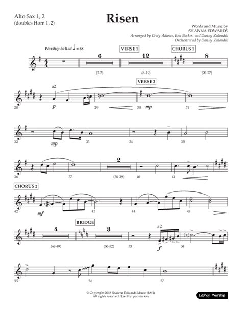 Risen Choral Anthem Satb Alto Sax Sheet Music Pdf Lifeway Choral