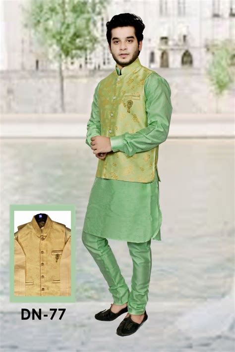 Brocade And Silk Wedding Wear Dn Men Kurta Pajama Dry Clean Size