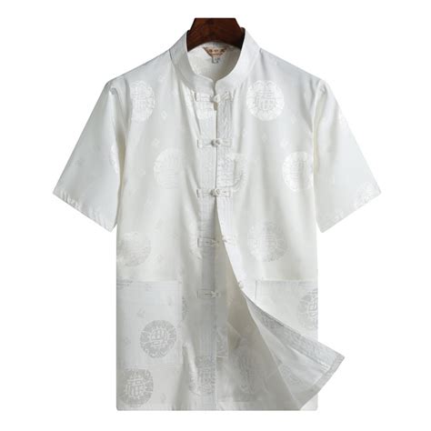 Men S Tang Suit Chinese Style Stand Collar Short Sleeve Hanfu