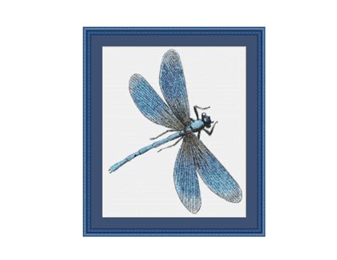 Blue Dragonfly Cross Stitch Pattern Instant By NeedleAndFloss