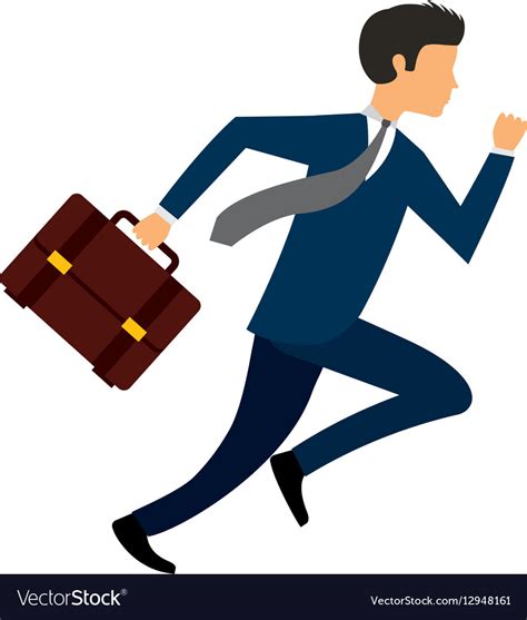 Businessman Running Character Isolated Icon Vector Image