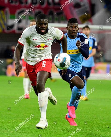 Leipzigs Dayot Upamecano Left Moenchengladbachs Breel Editorial Stock