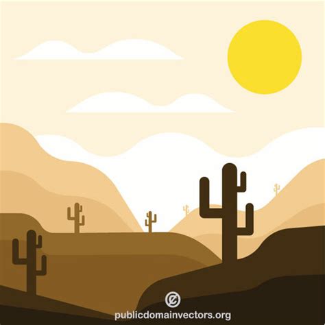 Desert Landscape Cactus Trees Public Domain Vectors