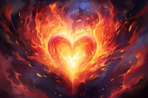 Premium Ai Image Fiery Heart Illustration